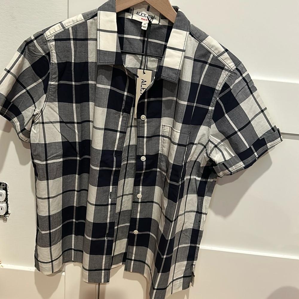 Alex Mill Black and White Plaid Button Down Shirt